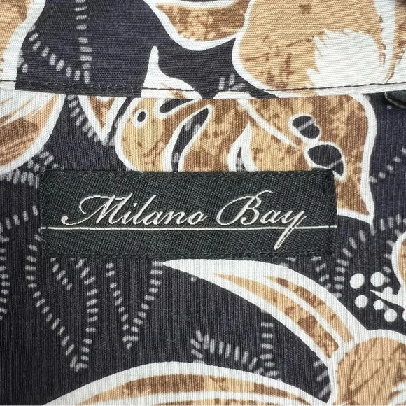Milano Bay Men's Hawaiian Shirt Black Tan Short Sleeve Button Up Tropical Sz XXL - Picture 2 of 11
